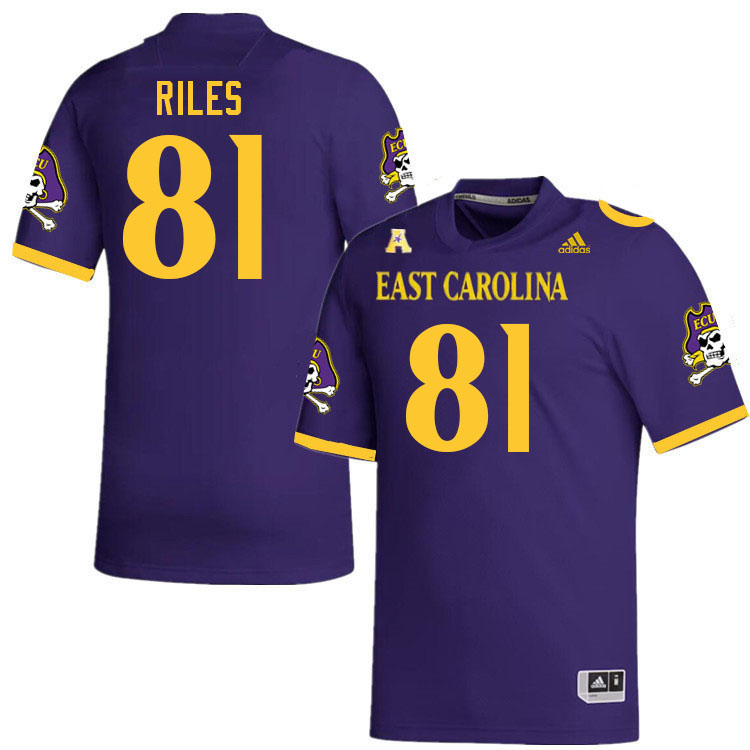 Men #81 Desirrio Riles ECU Pirates College Football Jerseys Stitched Sale-Purple